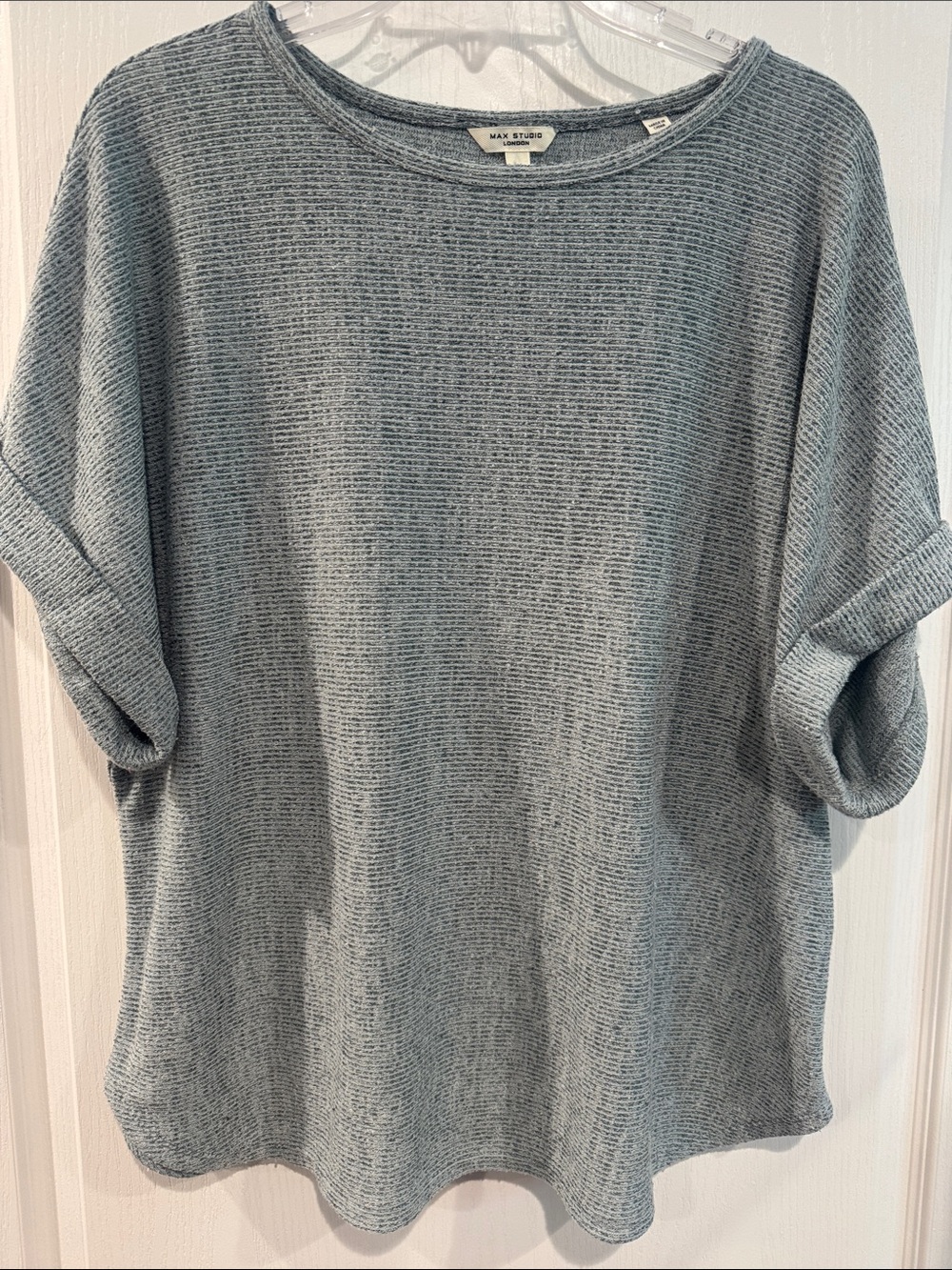 Max Studio London Gray Textured Knit Oversized Top 1X